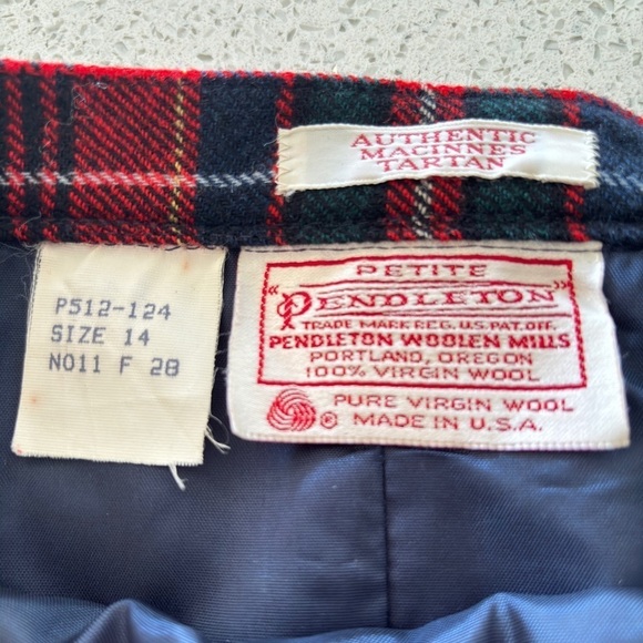 VTG Pendleton Skirt Tartan Plaid Wool Midi 14P Lined Pleaded Pockets Made in USA - Picture 13 of 13